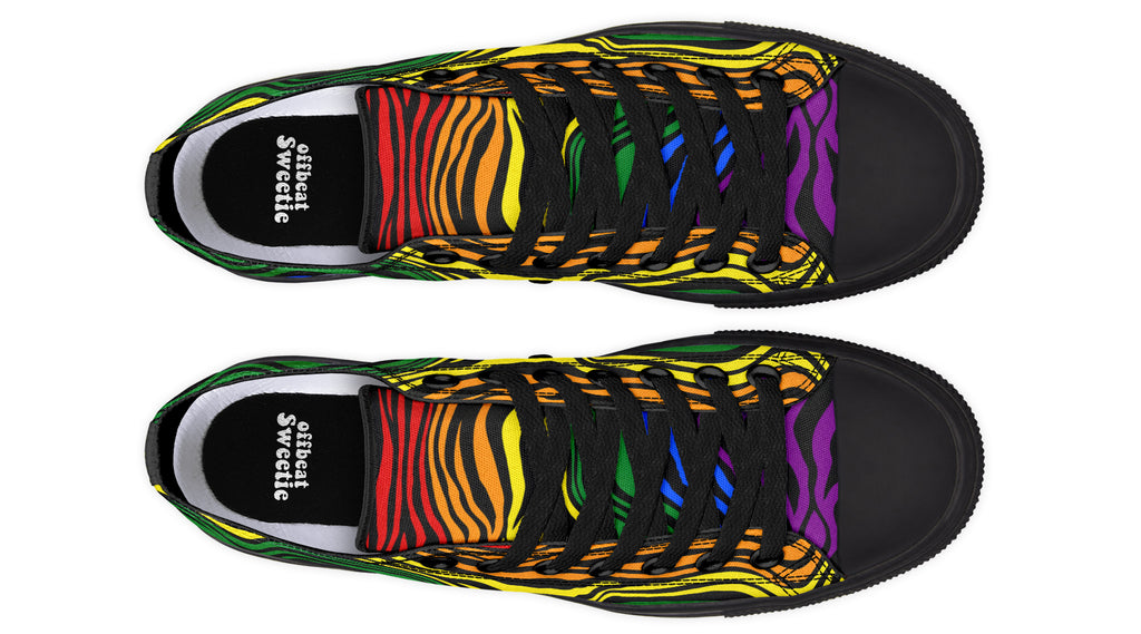 Rainbow Zebra Low Tops - Offbeat Sweetie