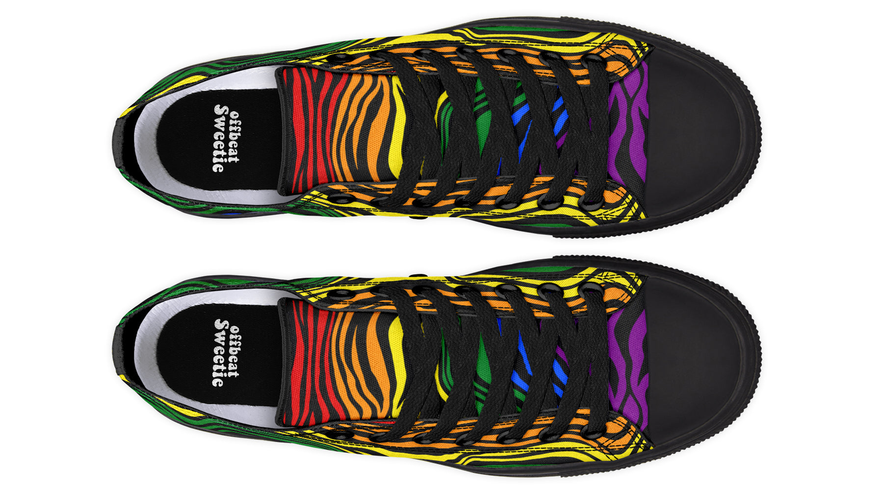 Rainbow Zebra Low Tops - Offbeat Sweetie