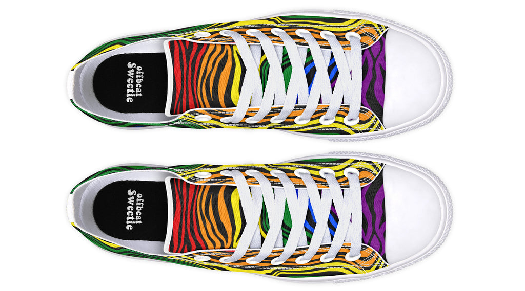 Rainbow Zebra Low Tops - Offbeat Sweetie