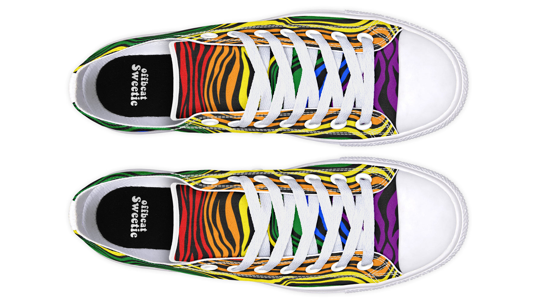 Rainbow Zebra Low Tops - Offbeat Sweetie