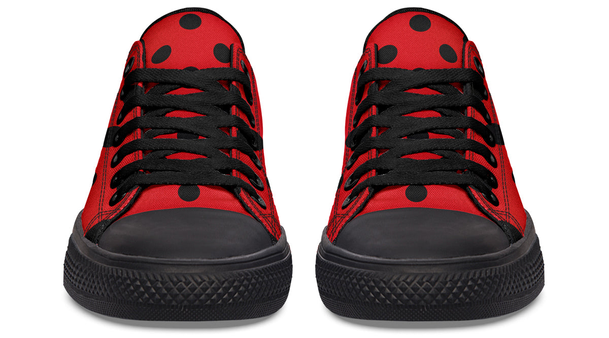 Red And Black Polka Dot Low Tops