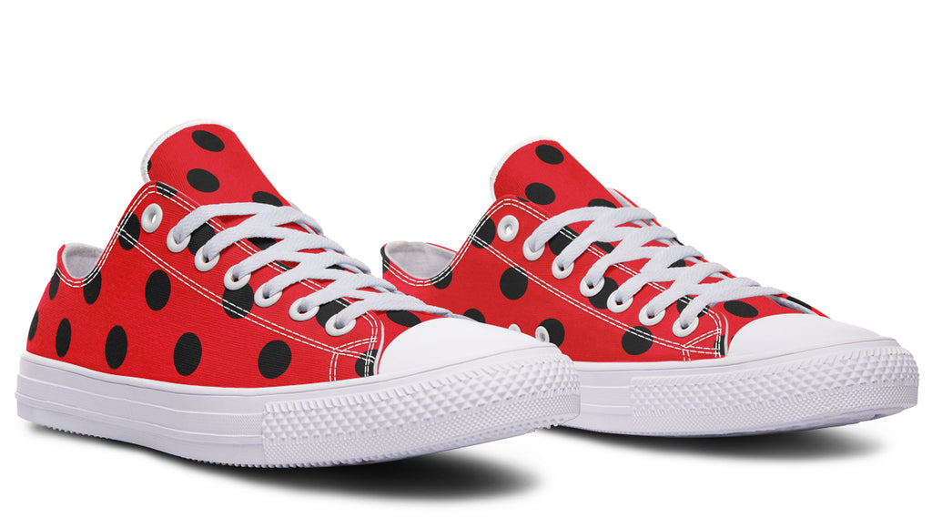Red And Black Polka Dot Low Tops