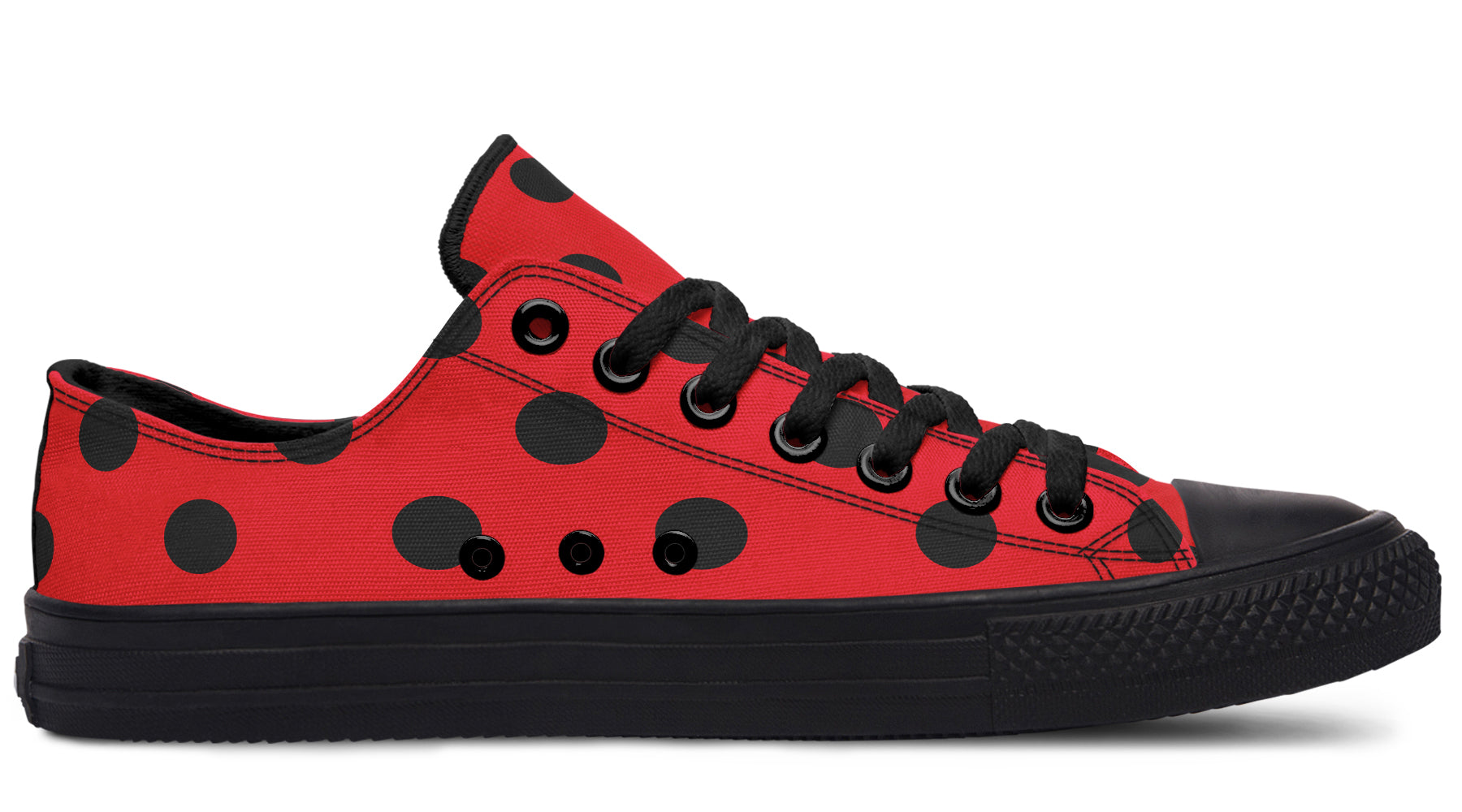 Red And Black Polka Dot Low Tops
