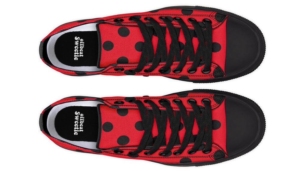 Red And Black Polka Dot Low Tops