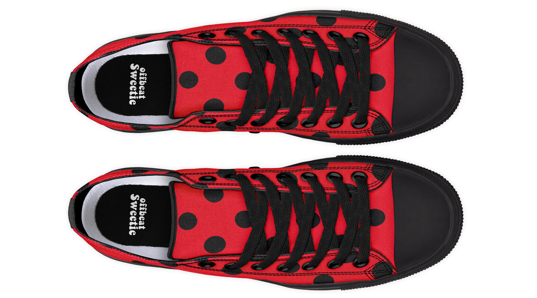 Red And Black Polka Dot Low Tops
