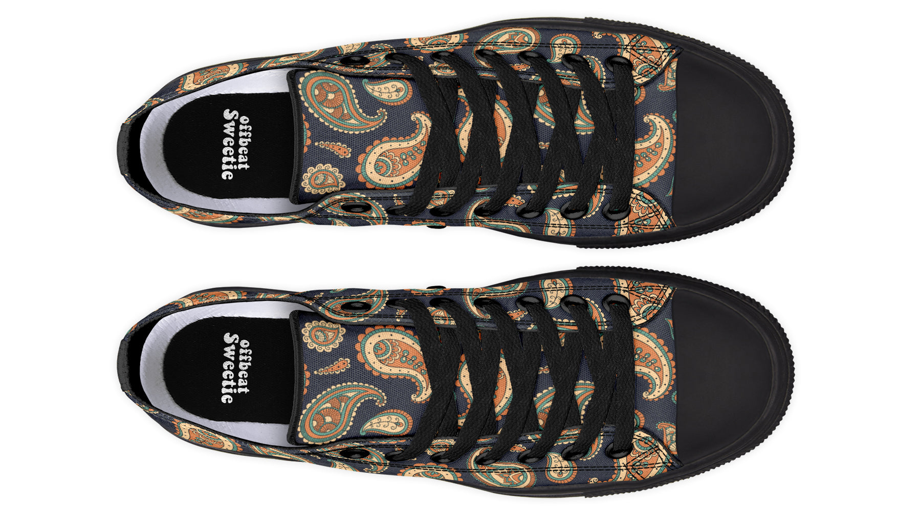 Retro Paisley Low Tops - Offbeat Sweetie
