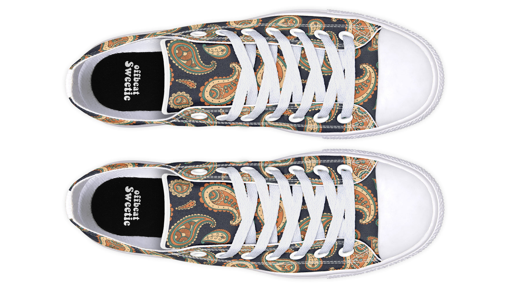 Retro Paisley Low Tops - Offbeat Sweetie