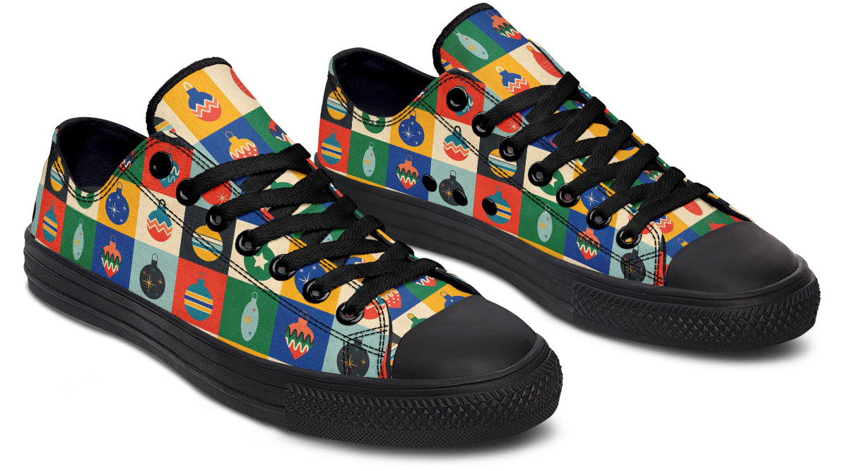 Retro Xmas Baubles Low Tops - Offbeat Sweetie