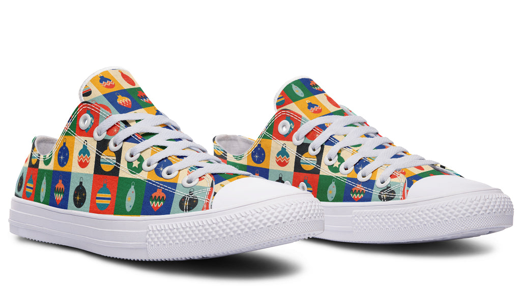 Retro Xmas Baubles Low Tops - Offbeat Sweetie