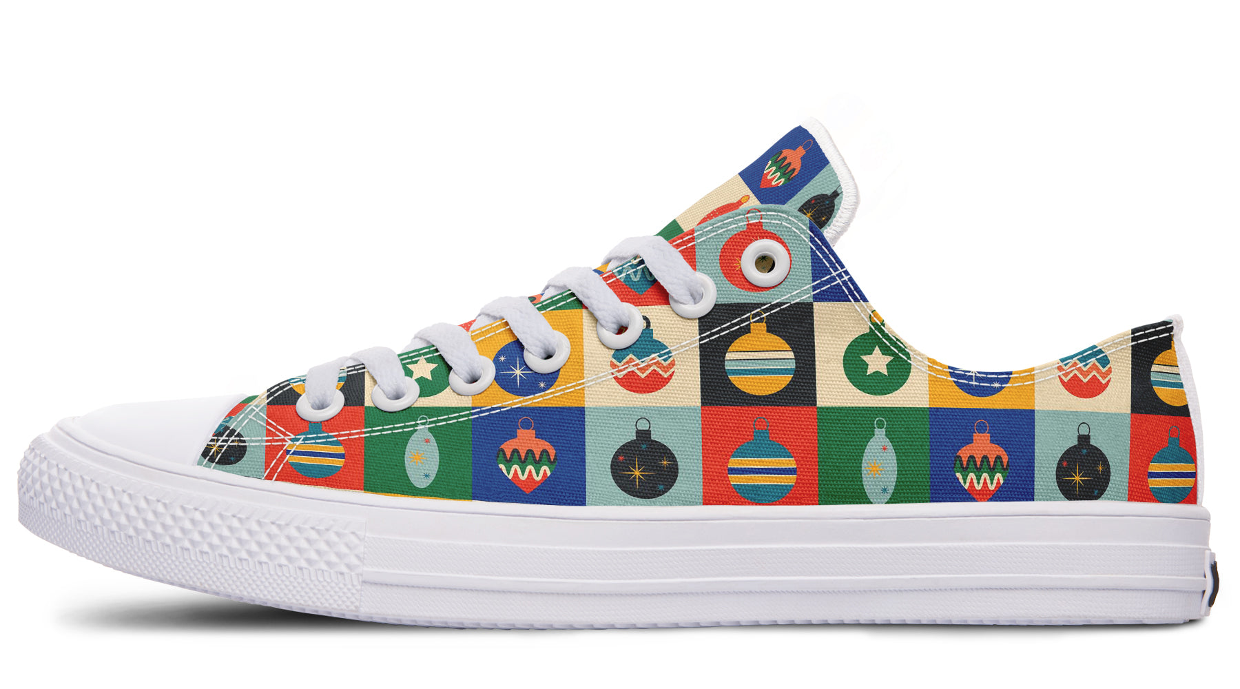 Retro Xmas Baubles Low Tops - Offbeat Sweetie
