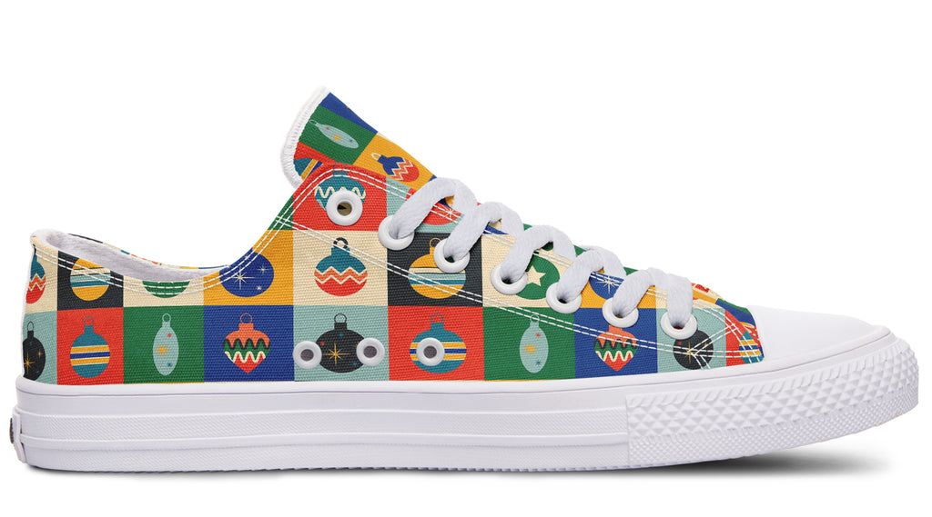 Retro Xmas Baubles Low Tops - Offbeat Sweetie