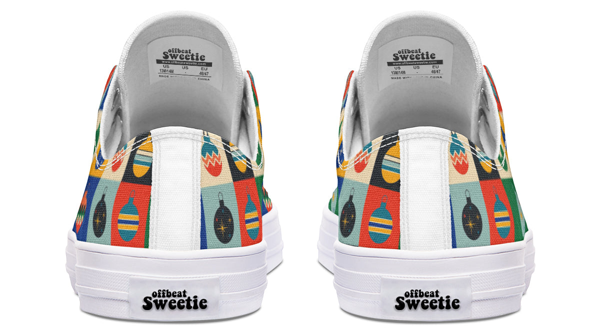 Retro Xmas Baubles Low Tops - Offbeat Sweetie