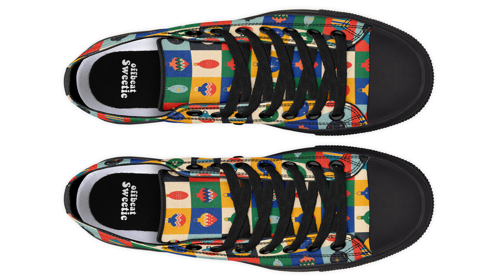 Retro Xmas Baubles Low Tops - Offbeat Sweetie