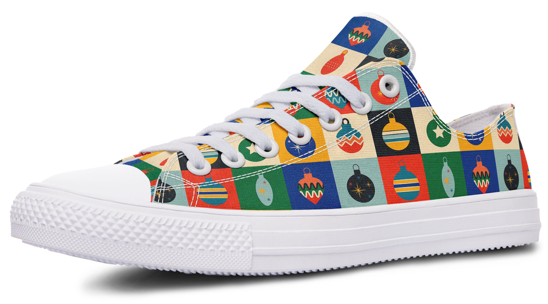 Retro Xmas Baubles Low Tops (Wide)