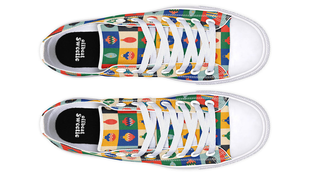 Retro Xmas Baubles Low Tops (Wide)