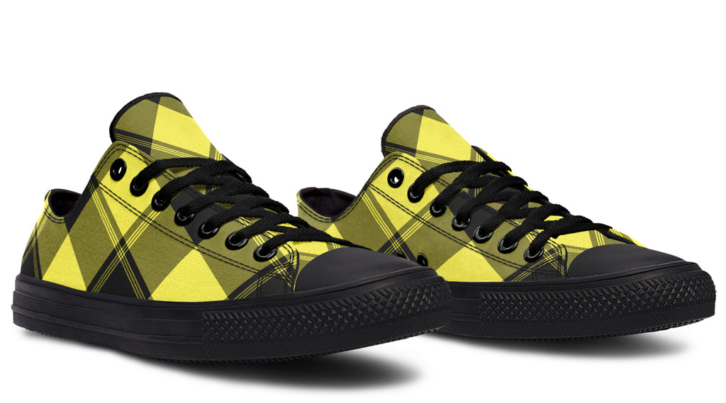 Sunny Yellow Plaid Low Tops (Wide)