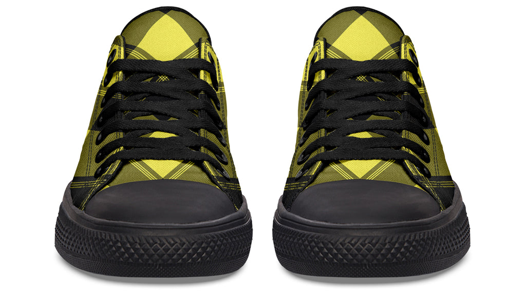 Sunny Yellow Plaid Low Tops (Wide)