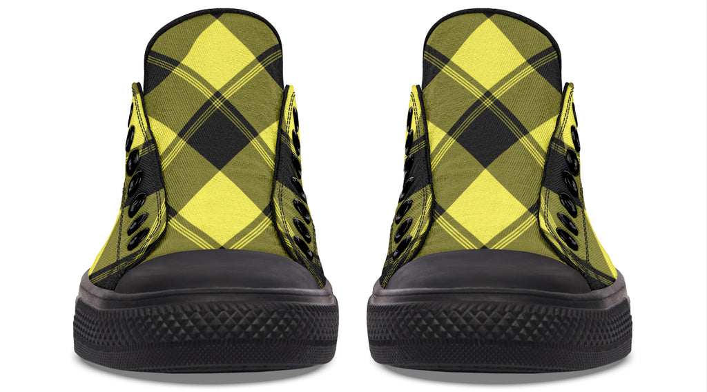 Sunny Yellow Plaid Low Tops (Wide)