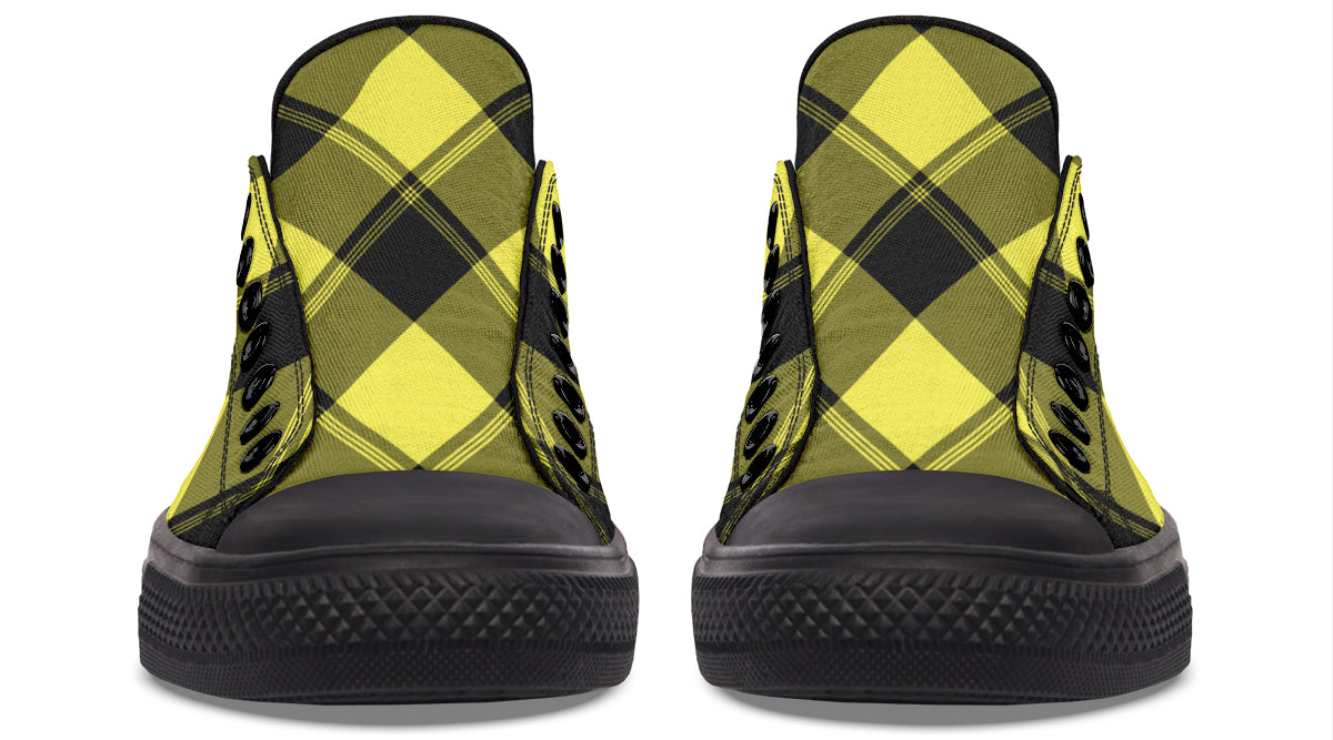 Sunny Yellow Plaid Low Tops (Wide)