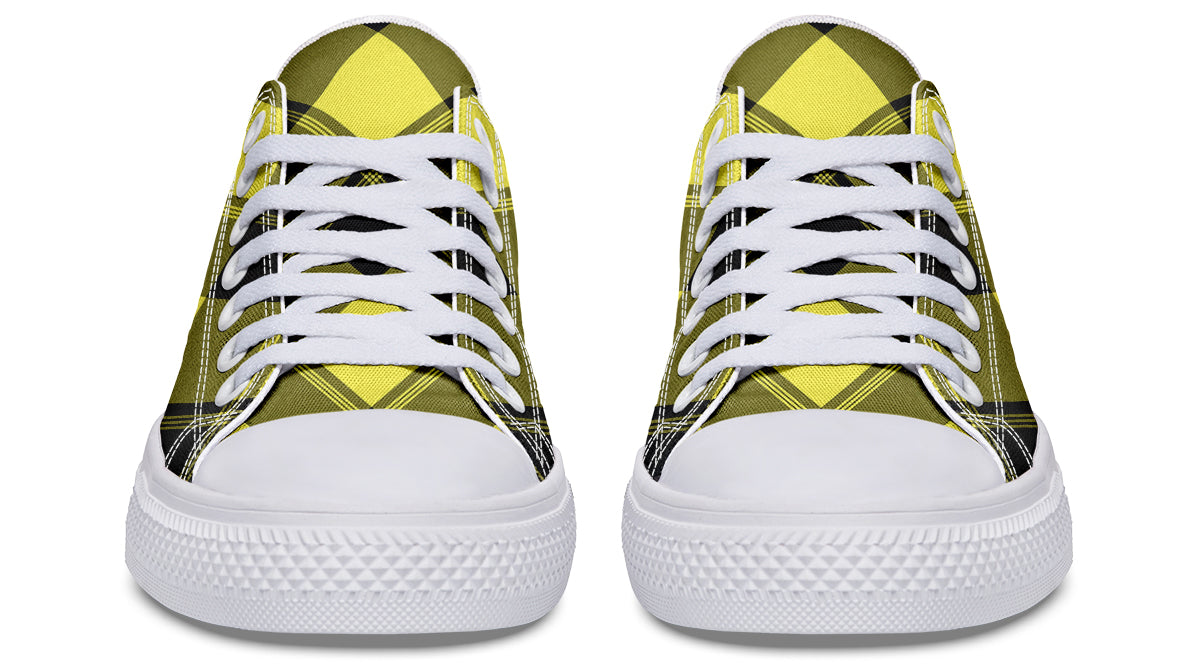 Sunny Yellow Plaid Low Tops (Wide)
