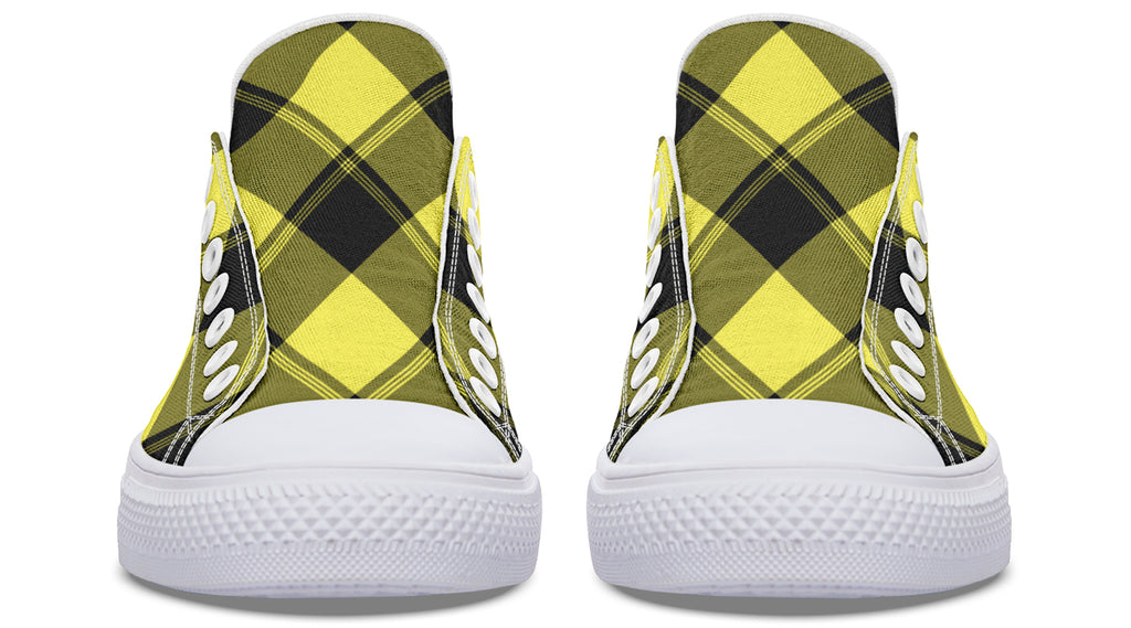 Sunny Yellow Plaid Low Tops (Wide)