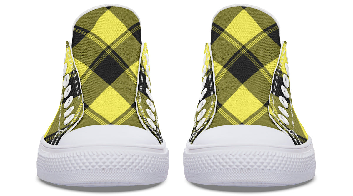 Sunny Yellow Plaid Low Tops (Wide)