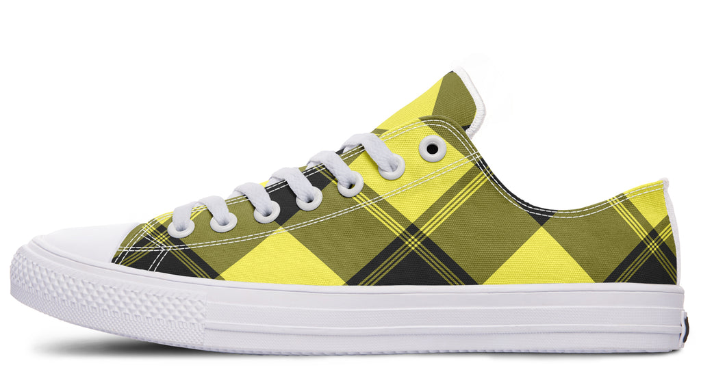 Sunny Yellow Plaid Low Tops (Wide)