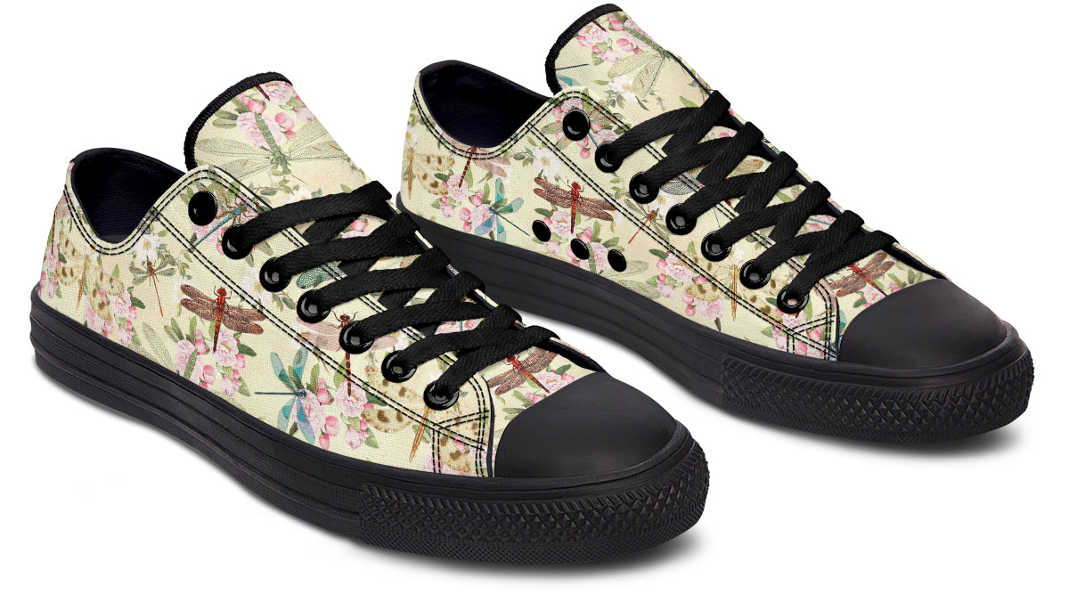 Vintage Dragonflies Low Tops - Offbeat Sweetie