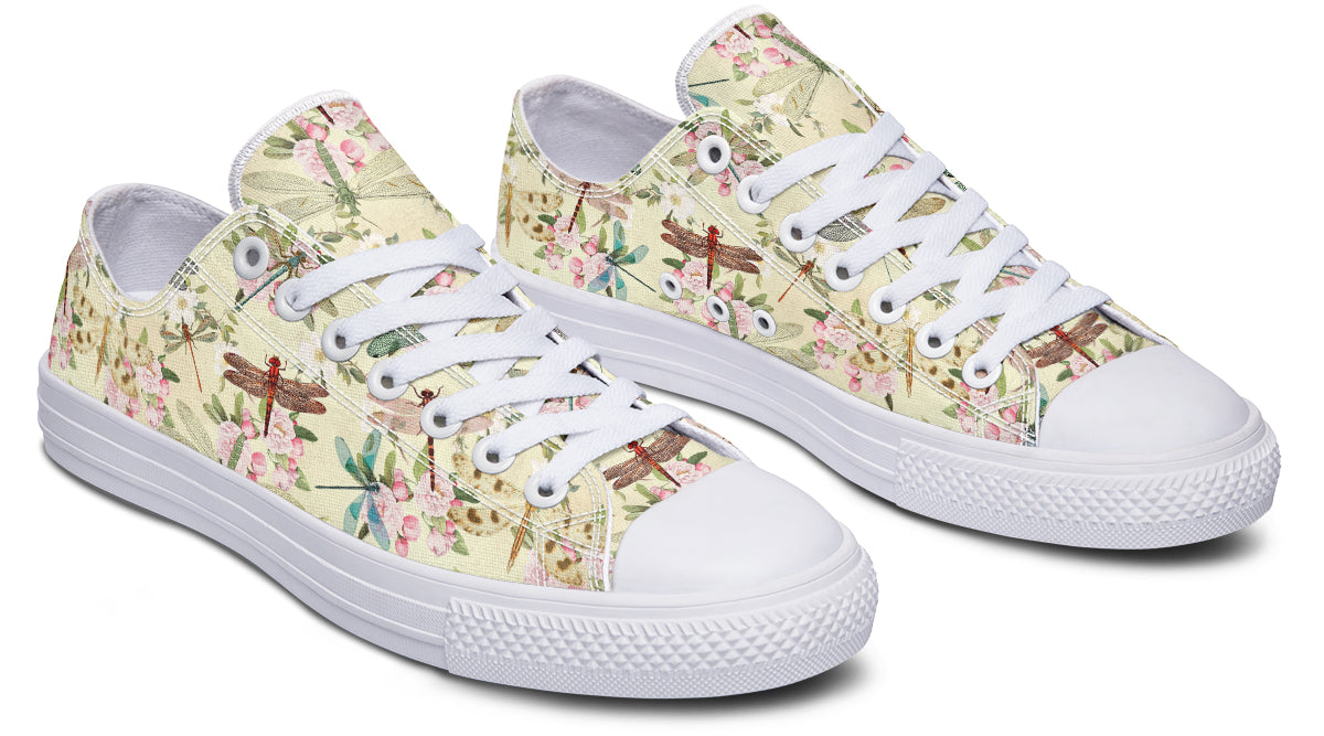 Vintage Dragonflies Low Tops - Offbeat Sweetie