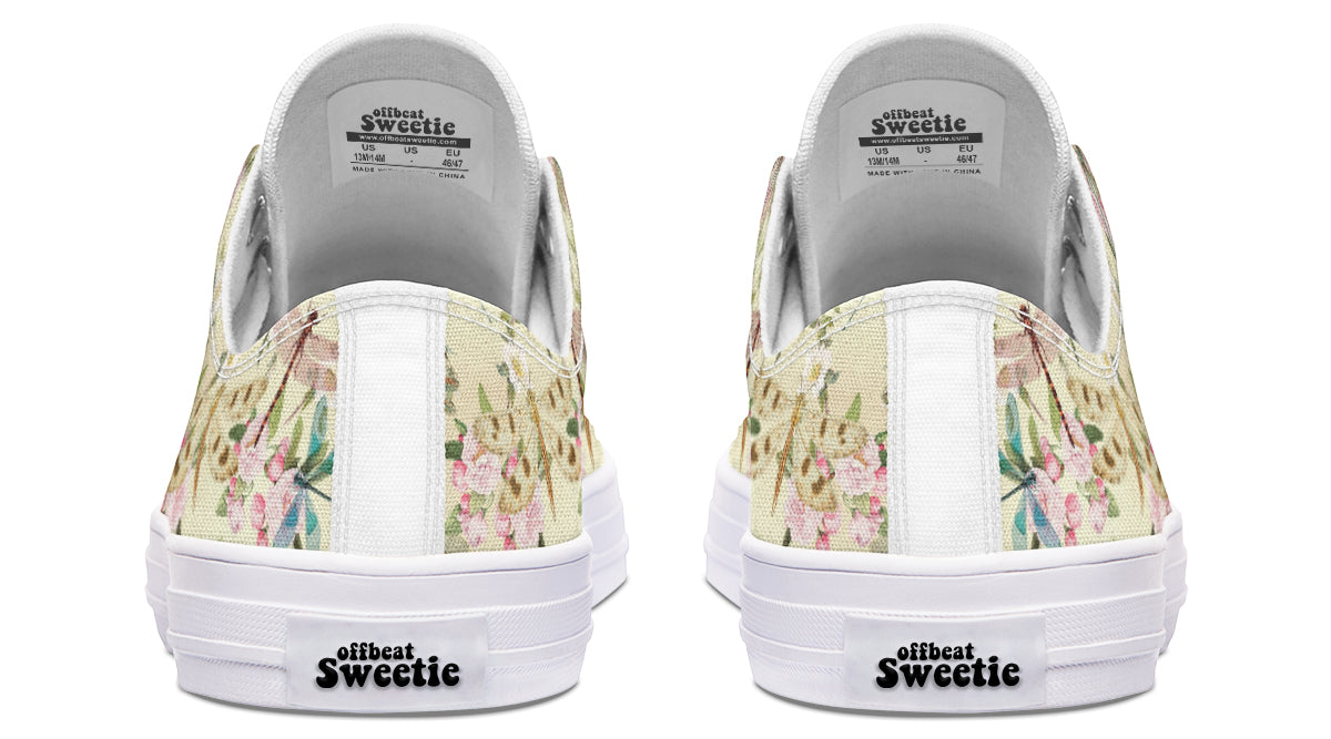 Vintage Dragonflies Low Tops - Offbeat Sweetie