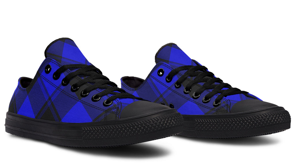 Vivid Blue Plaid Low Tops (Wide)