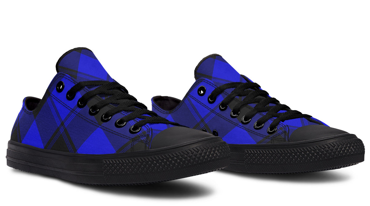 Vivid Blue Plaid Low Tops (Wide)