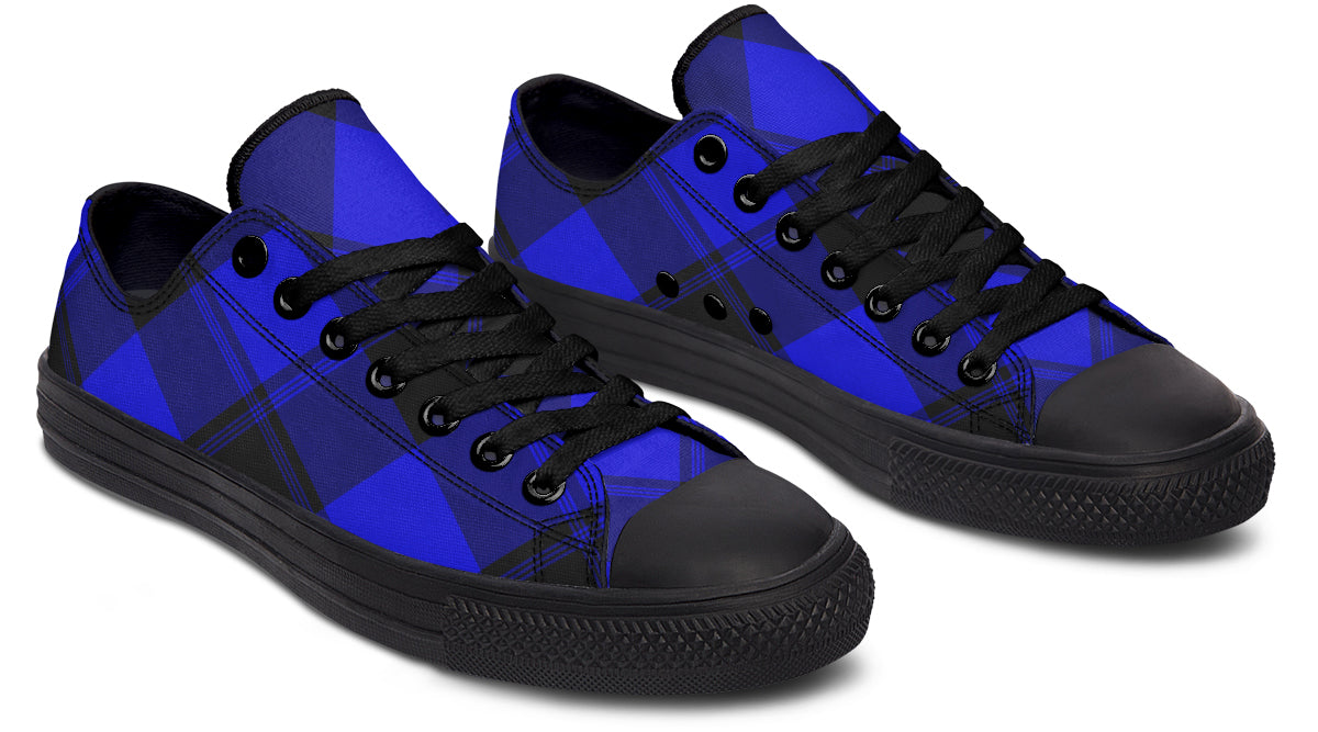 Vivid Blue Plaid Low Tops (Wide)