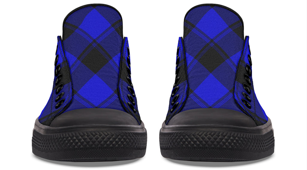 Vivid Blue Plaid Low Tops (Wide)
