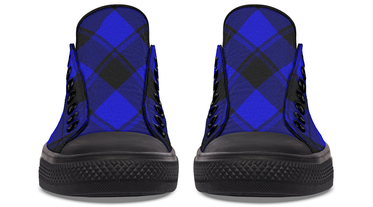 Vivid Blue Plaid Low Tops (Wide)