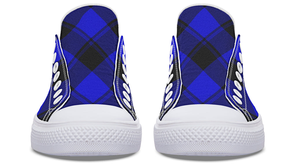 Vivid Blue Plaid Low Tops (Wide)