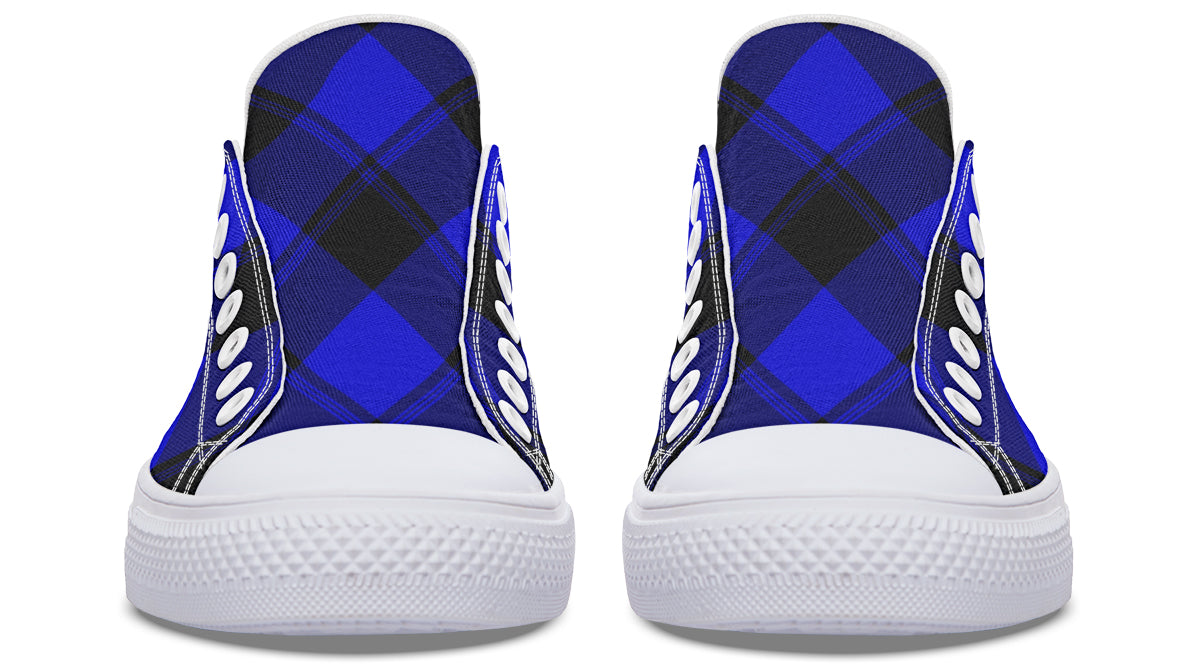 Vivid Blue Plaid Low Tops (Wide)