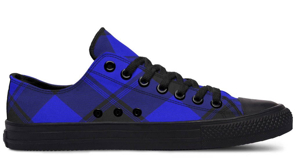 Vivid Blue Plaid Low Tops (Wide)