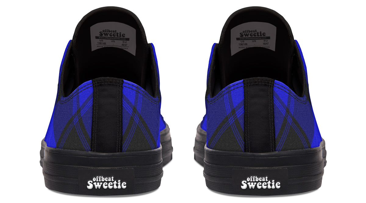 Vivid Blue Plaid Low Tops (Wide)
