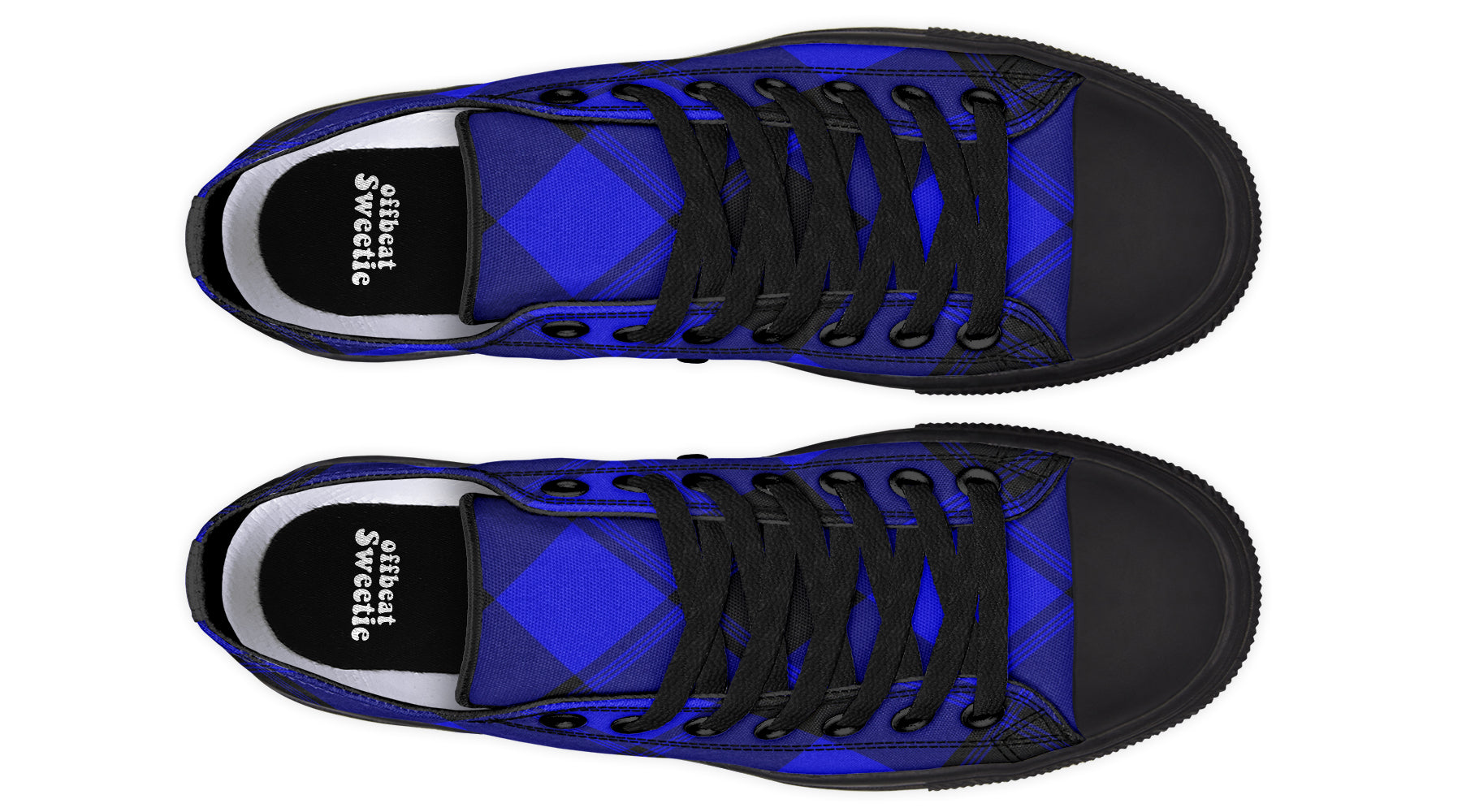 Vivid Blue Plaid Low Tops (Wide)