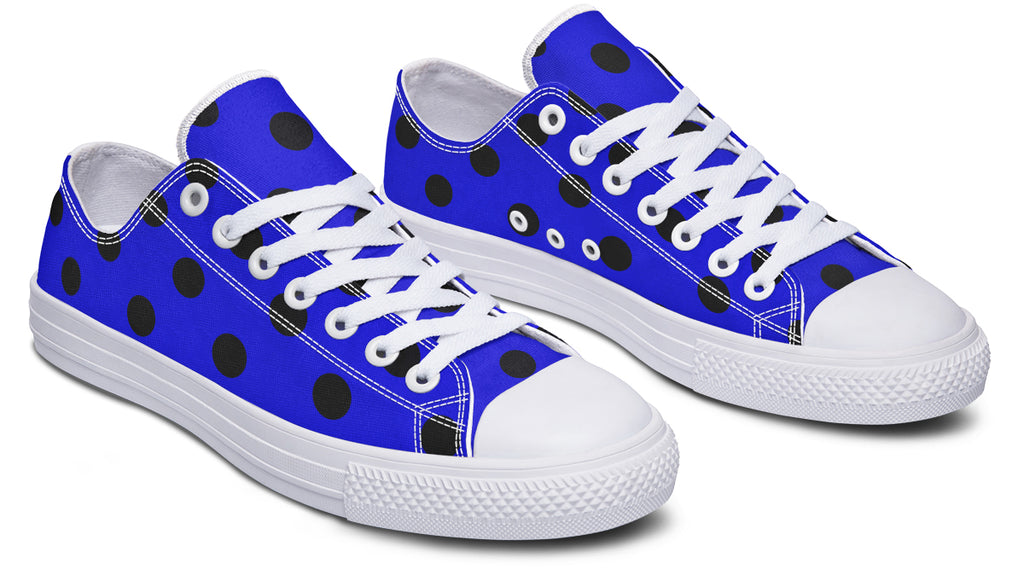 Vivid Blue Polka Dot Low Tops (Wide)