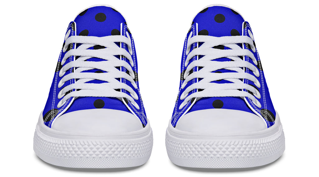 Vivid Blue Polka Dot Low Tops (Wide)