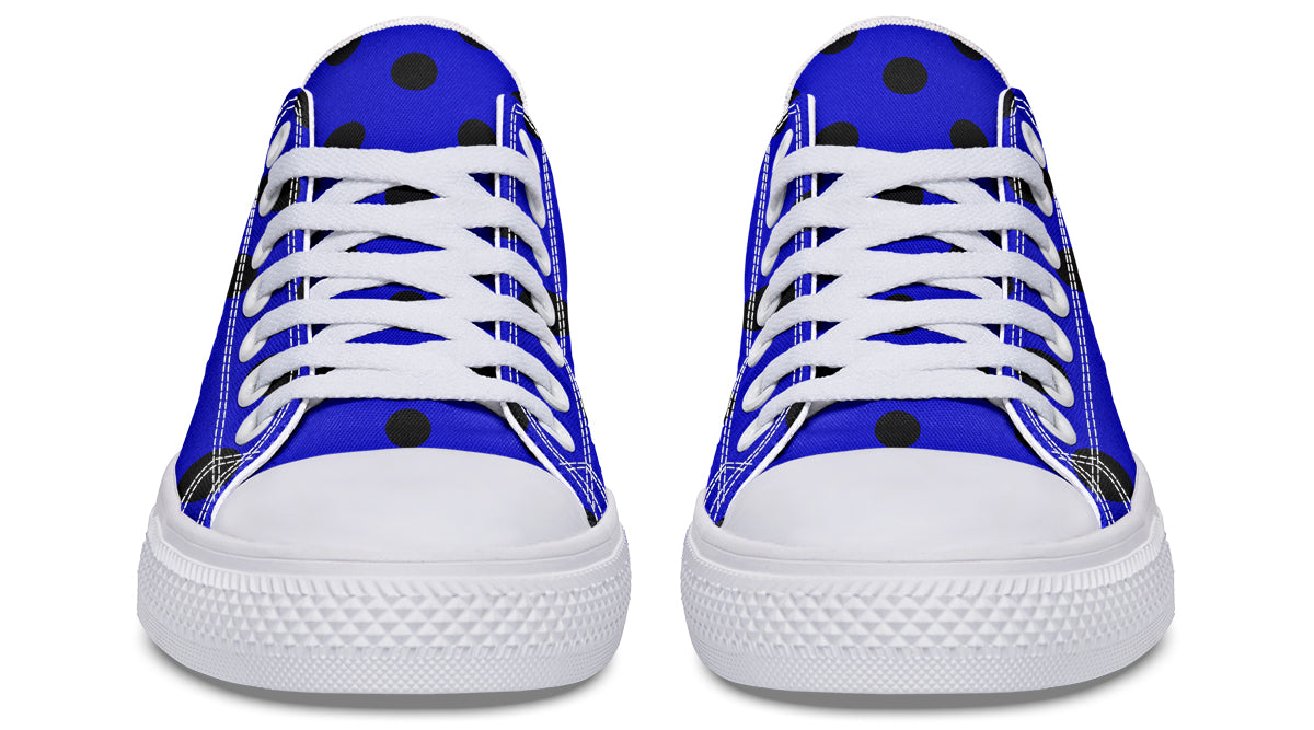 Vivid Blue Polka Dot Low Tops (Wide)