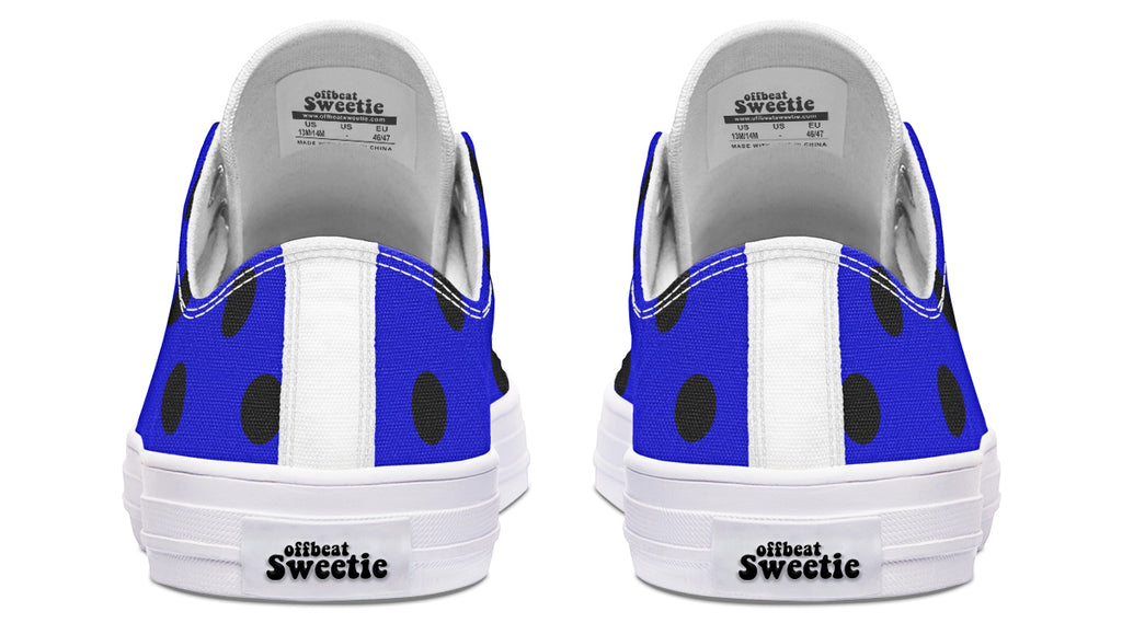 Vivid Blue Polka Dot Low Tops (Wide)