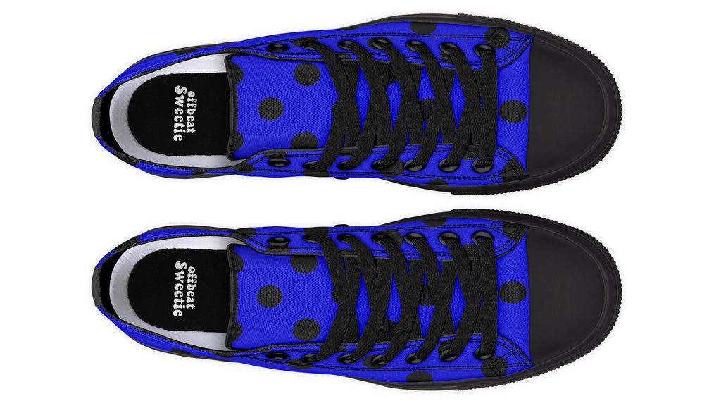 Vivid Blue Polka Dot Low Tops (Wide)