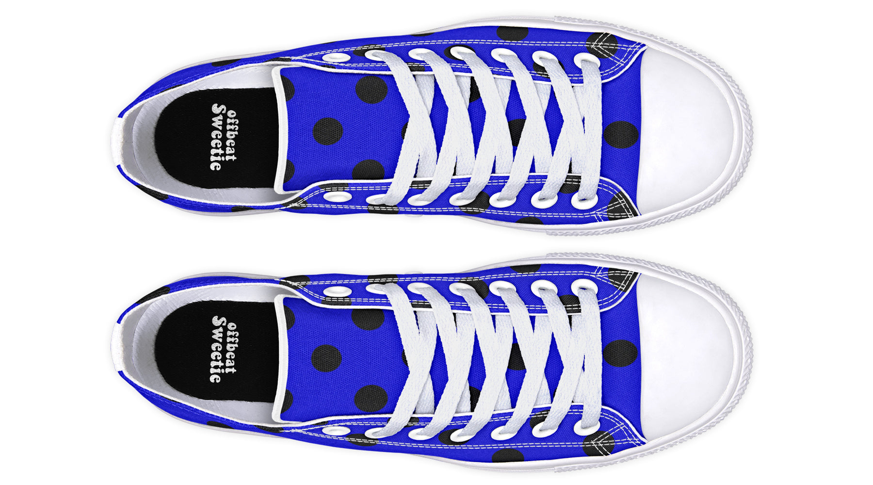 Vivid Blue Polka Dot Low Tops (Wide)