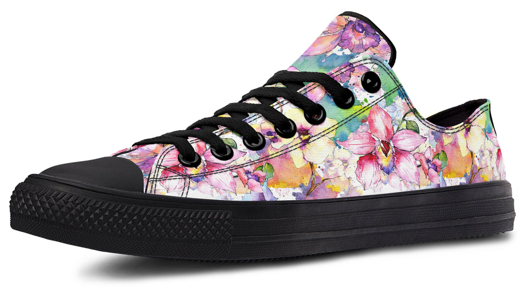 Watercolour Flowers Low Tops (Wide)