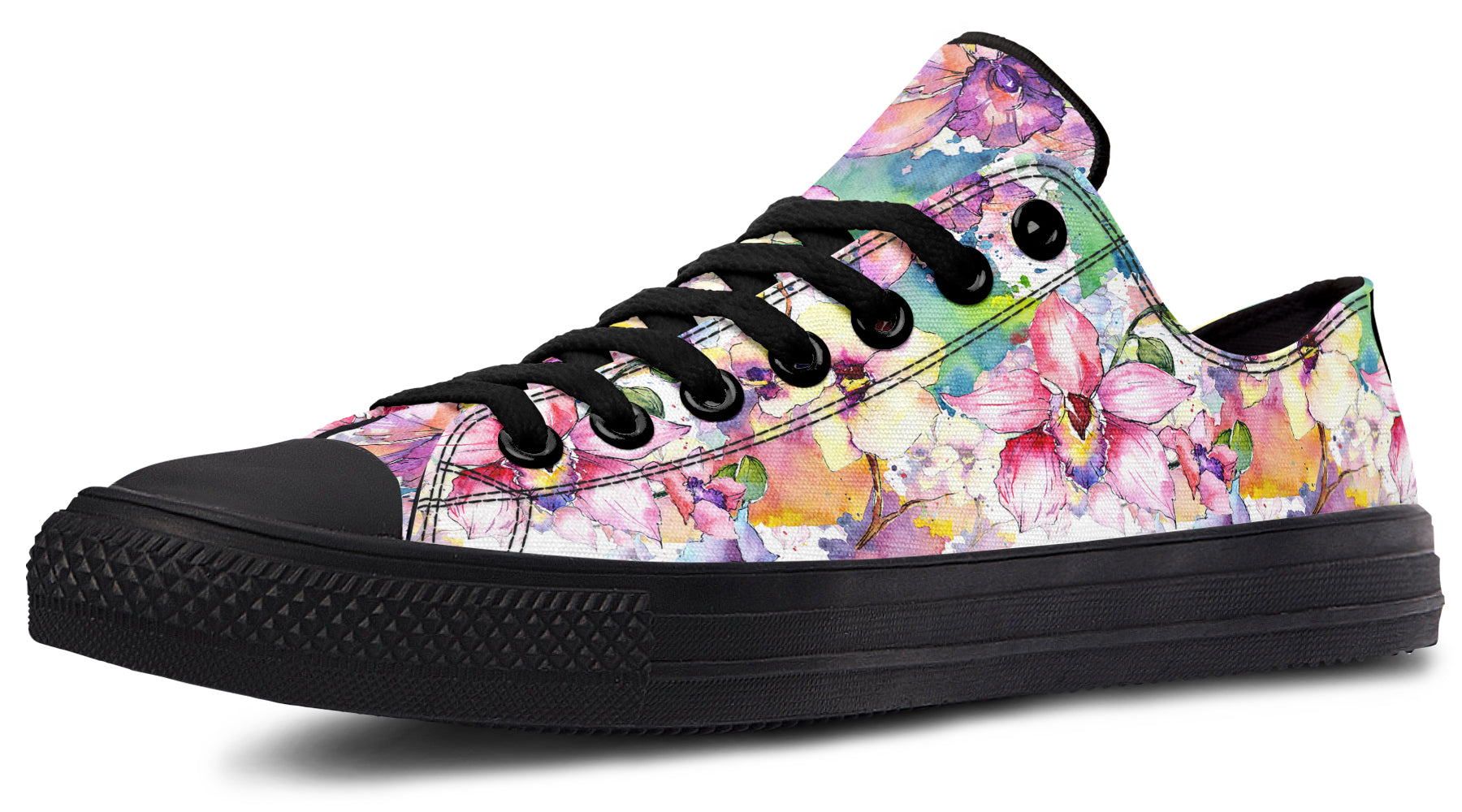 Watercolour Flowers Low Tops (Wide)