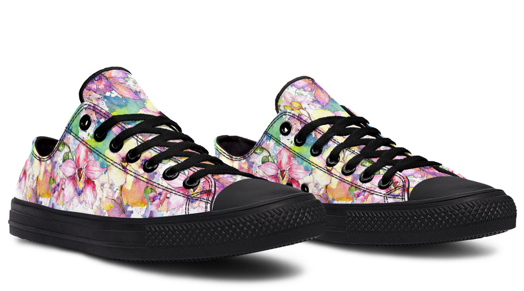 Watercolour Flowers Low Tops (Wide)
