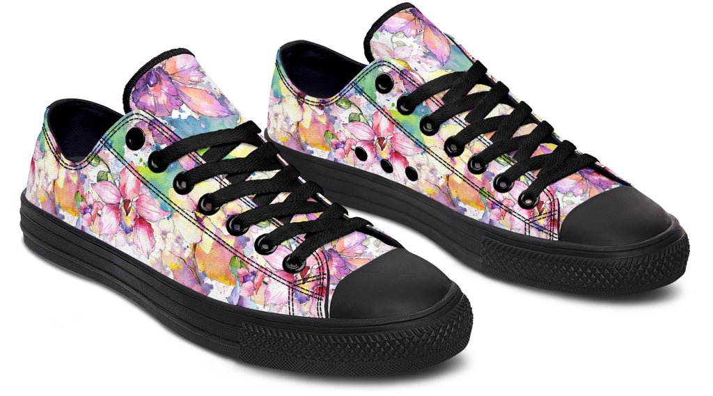 Watercolour Flowers Low Tops (Wide)